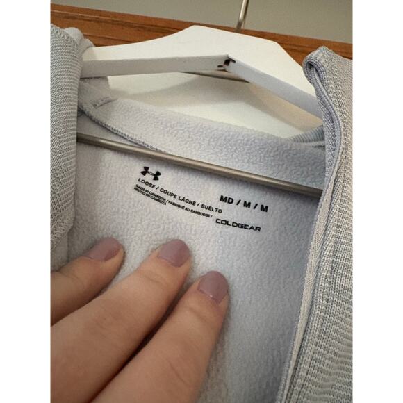 Under Armour Gray Loose Coldgear Full Zip Hoodie Sweatshirt Women's Size Medium - Picture 2 of 3